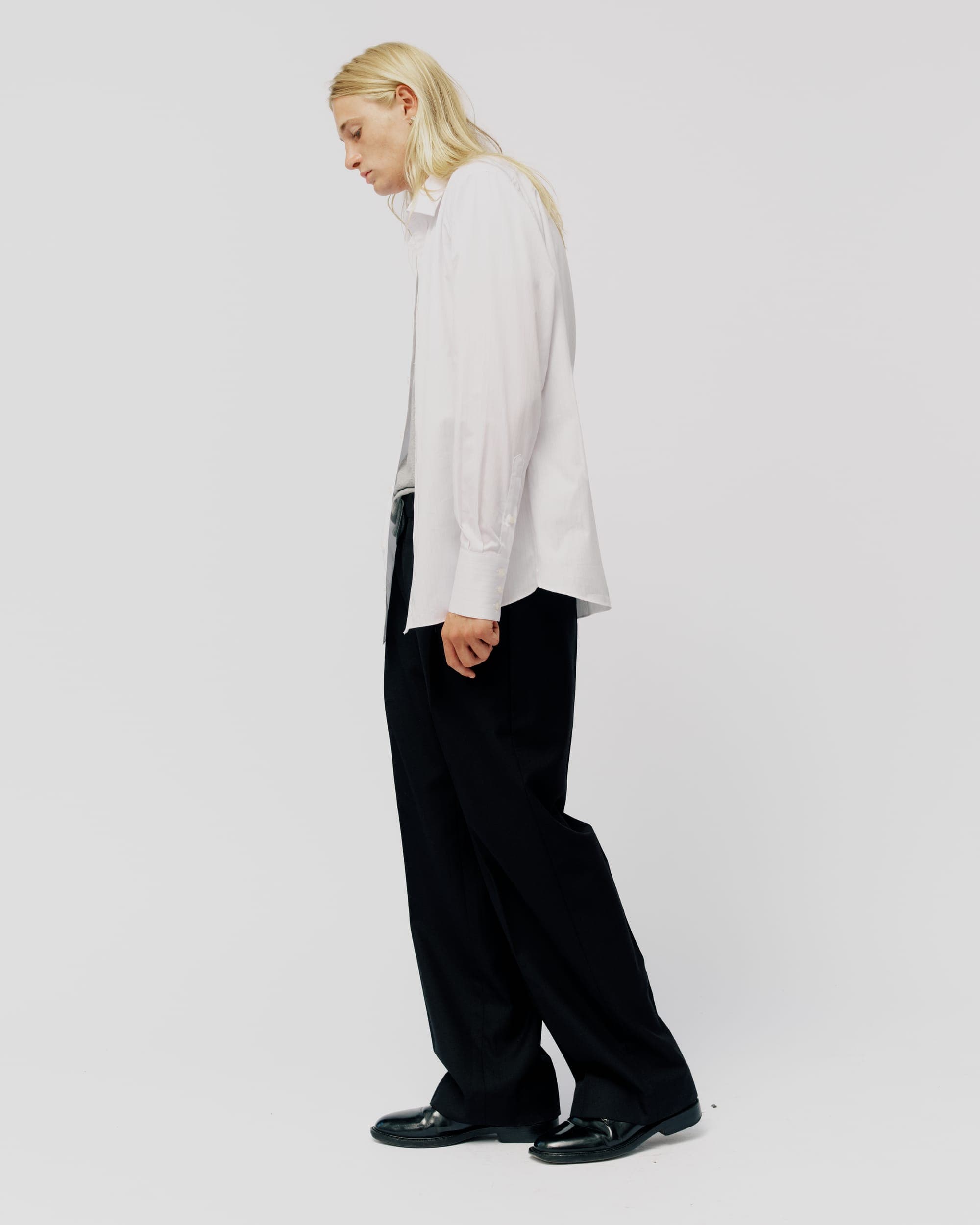 BLACK PLAIN WEAVE TROUSERS, view 3