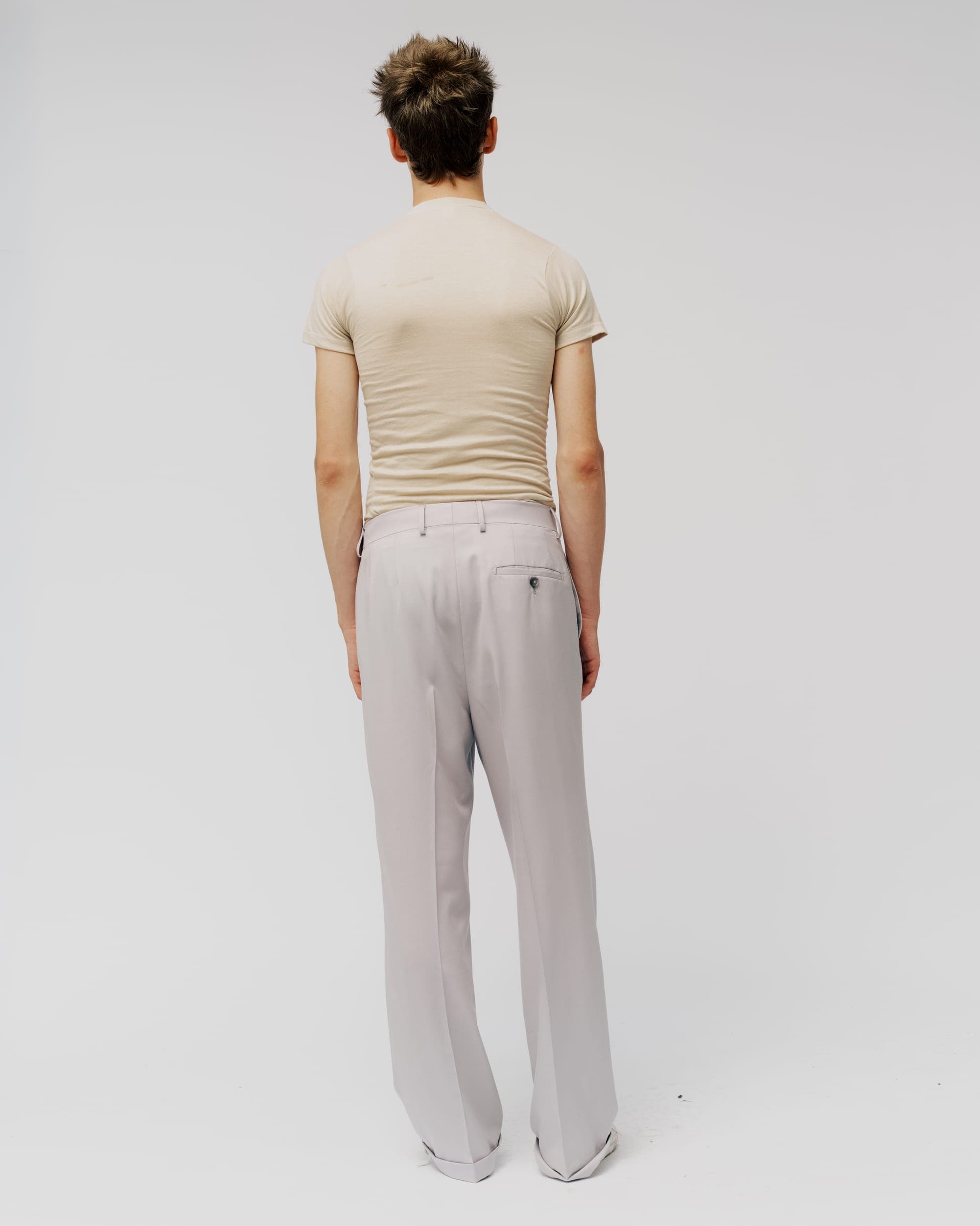 STONE GREY GABARDINE TROUSERS, view 4