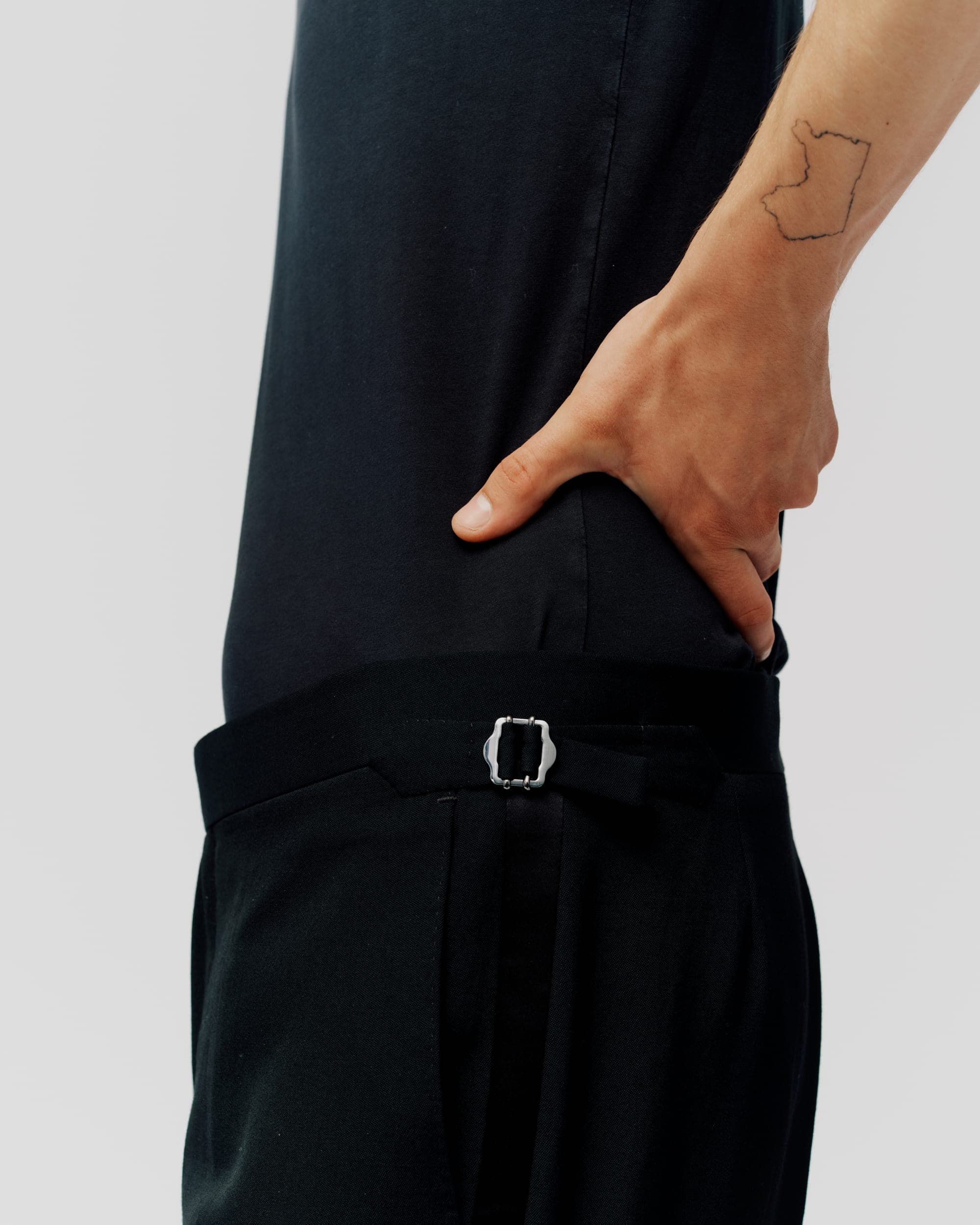 TUXEDO TROUSERS IN BLACK BARATHEA, view 5
