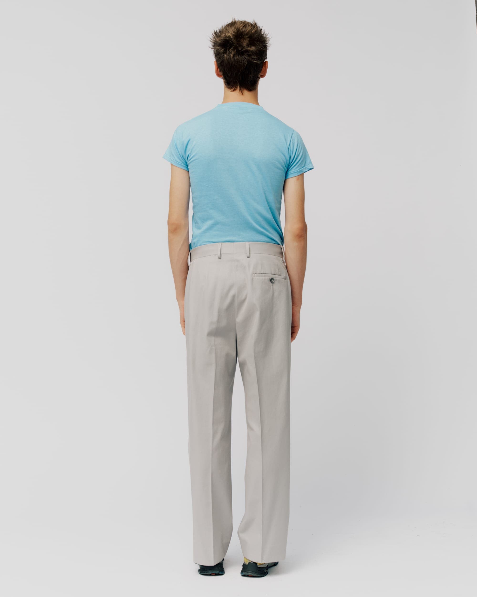 LIGHT GREY COTTON TROUSERS, view 4
