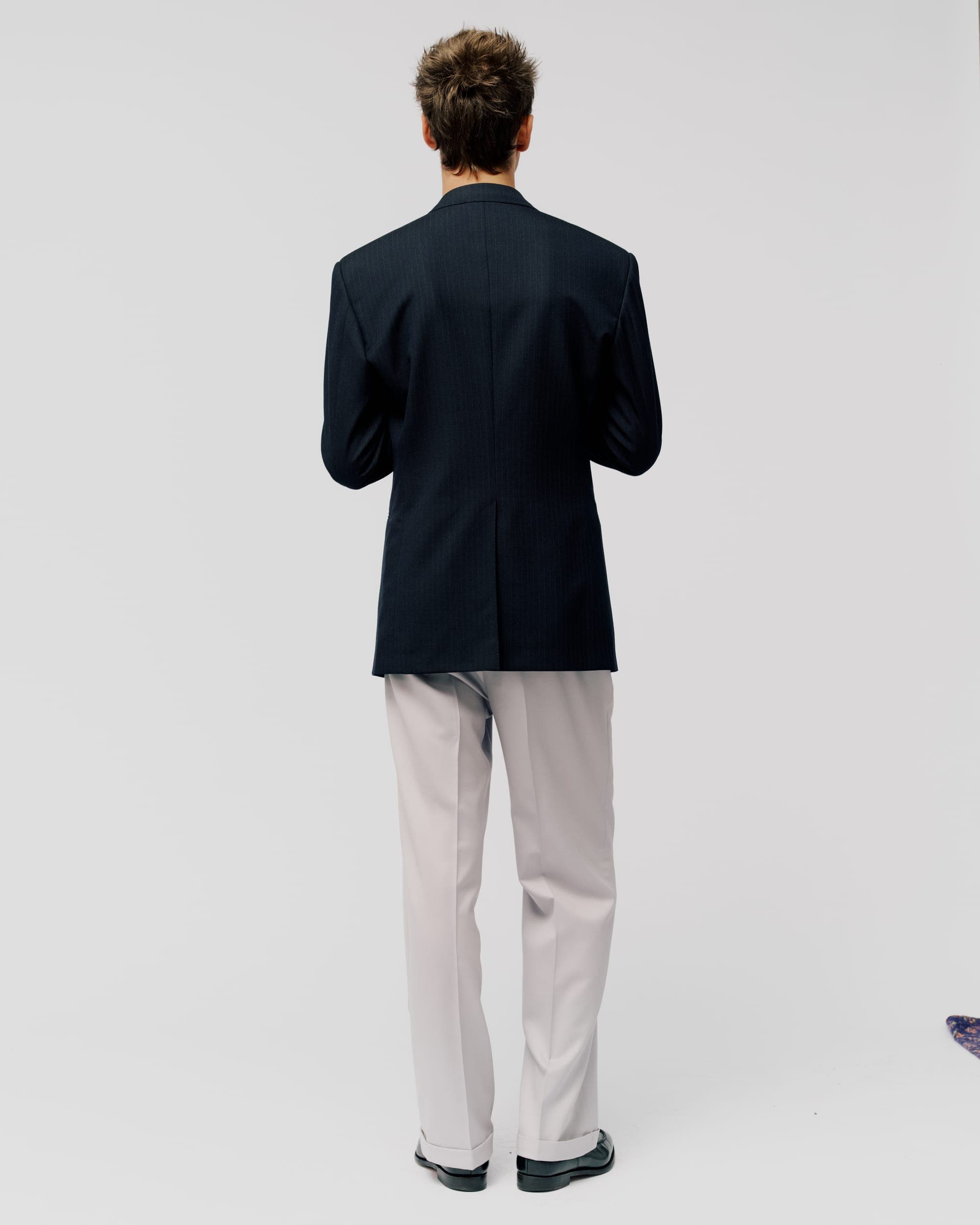 DARK NAVY JACKET WITH GREY PINSTRIPE, view 4