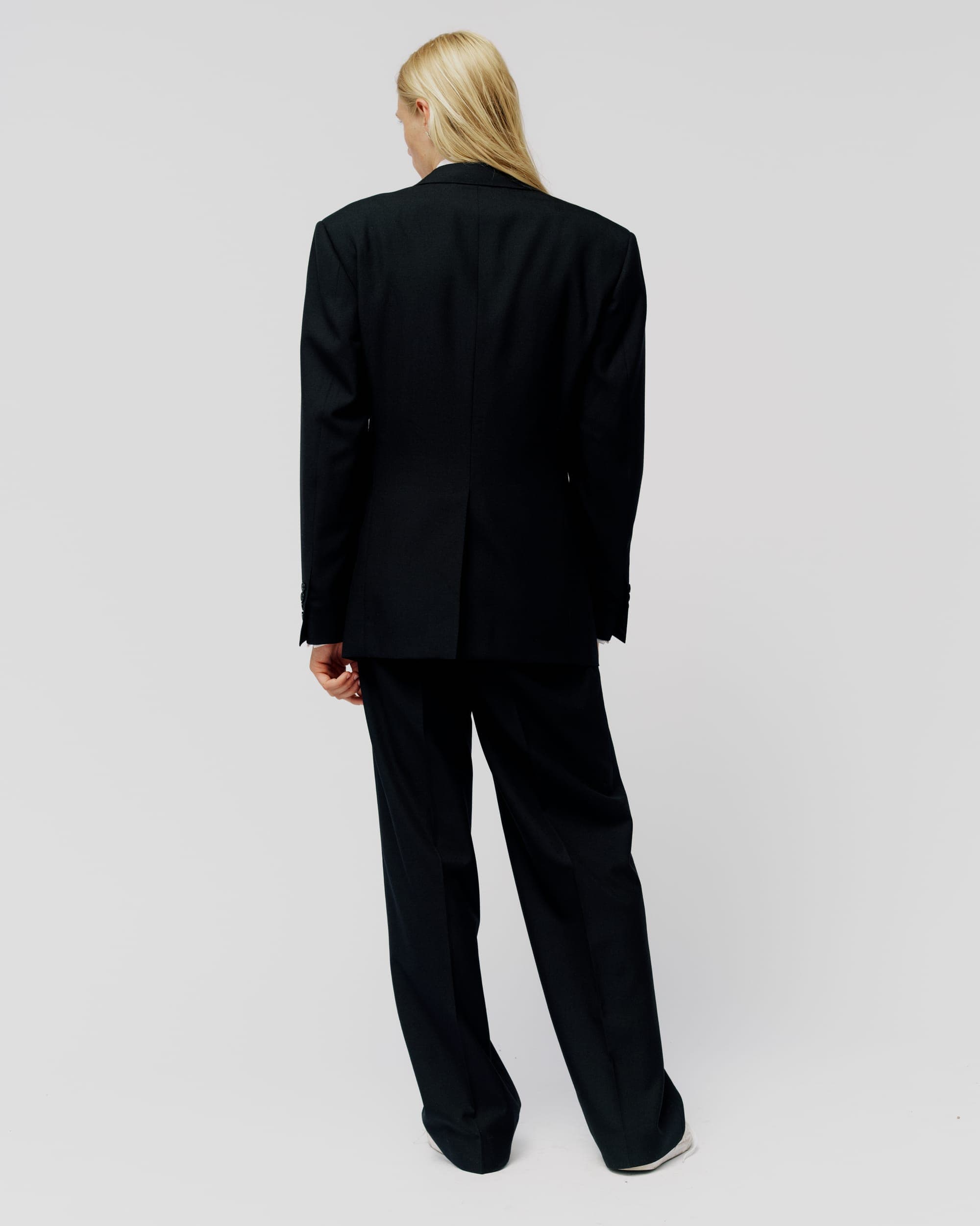 BLACK PLAIN WEAVE JACKET, view 5