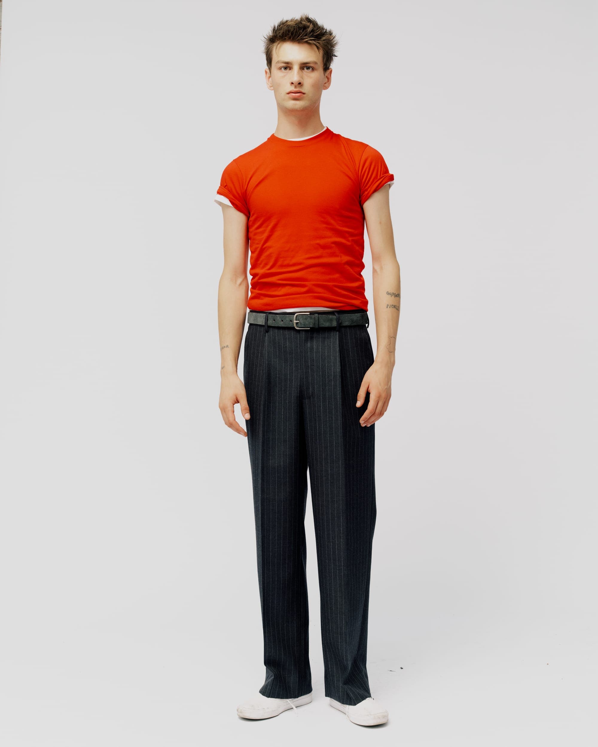 GREY MARLE PINSTRIPE TROUSERS, view 3