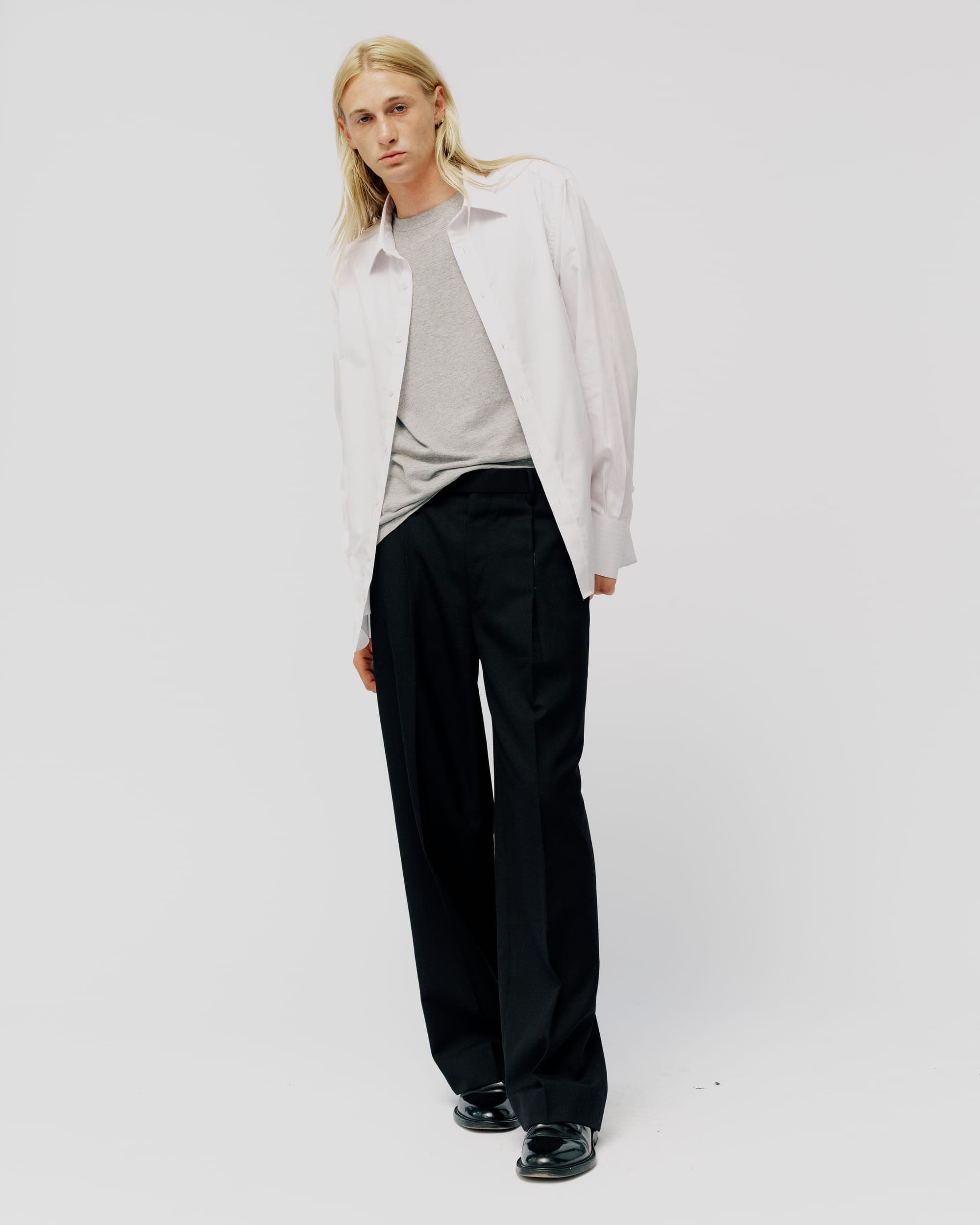 BLACK PLAIN WEAVE TROUSERS