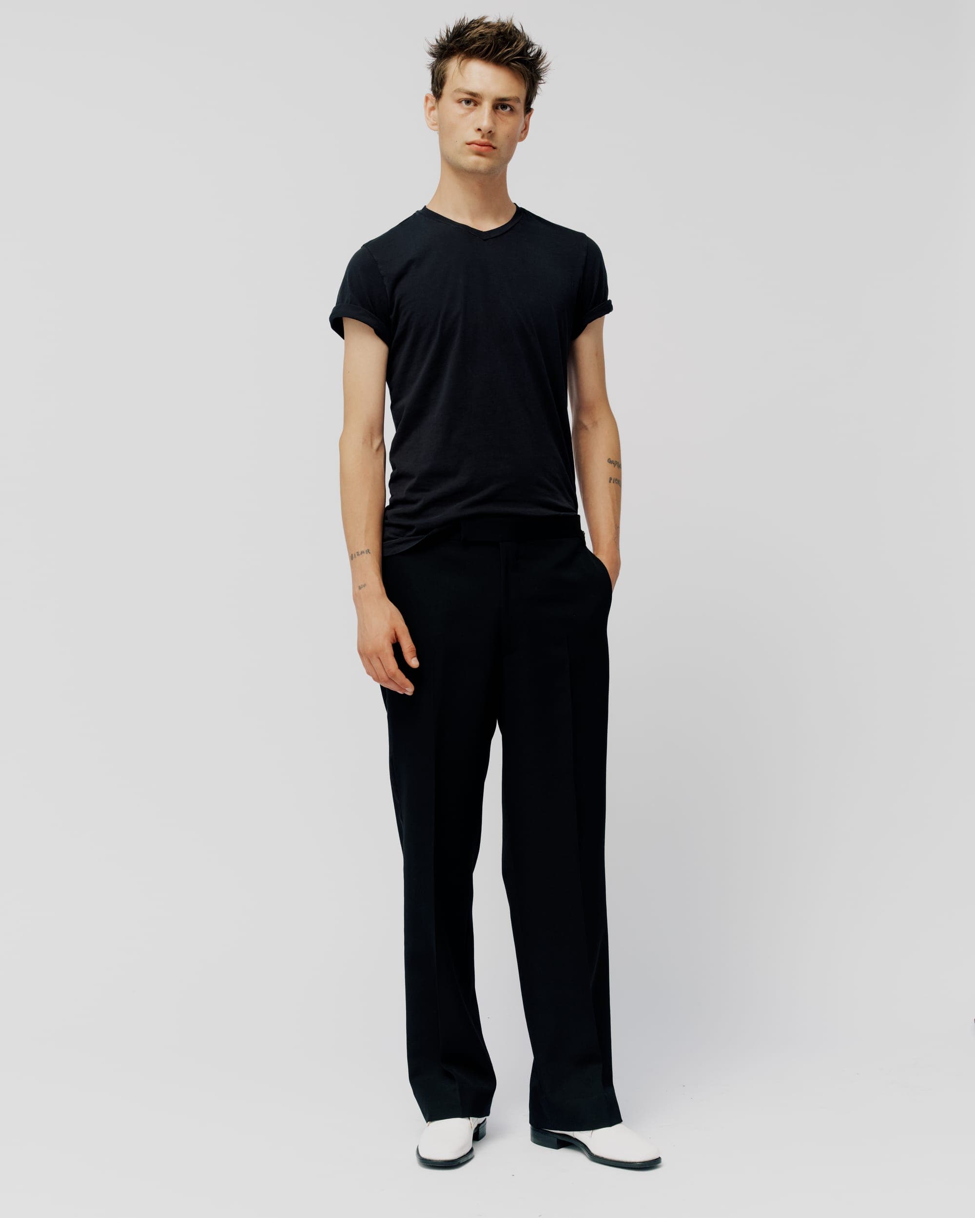 TUXEDO TROUSERS IN BLACK BARATHEA
