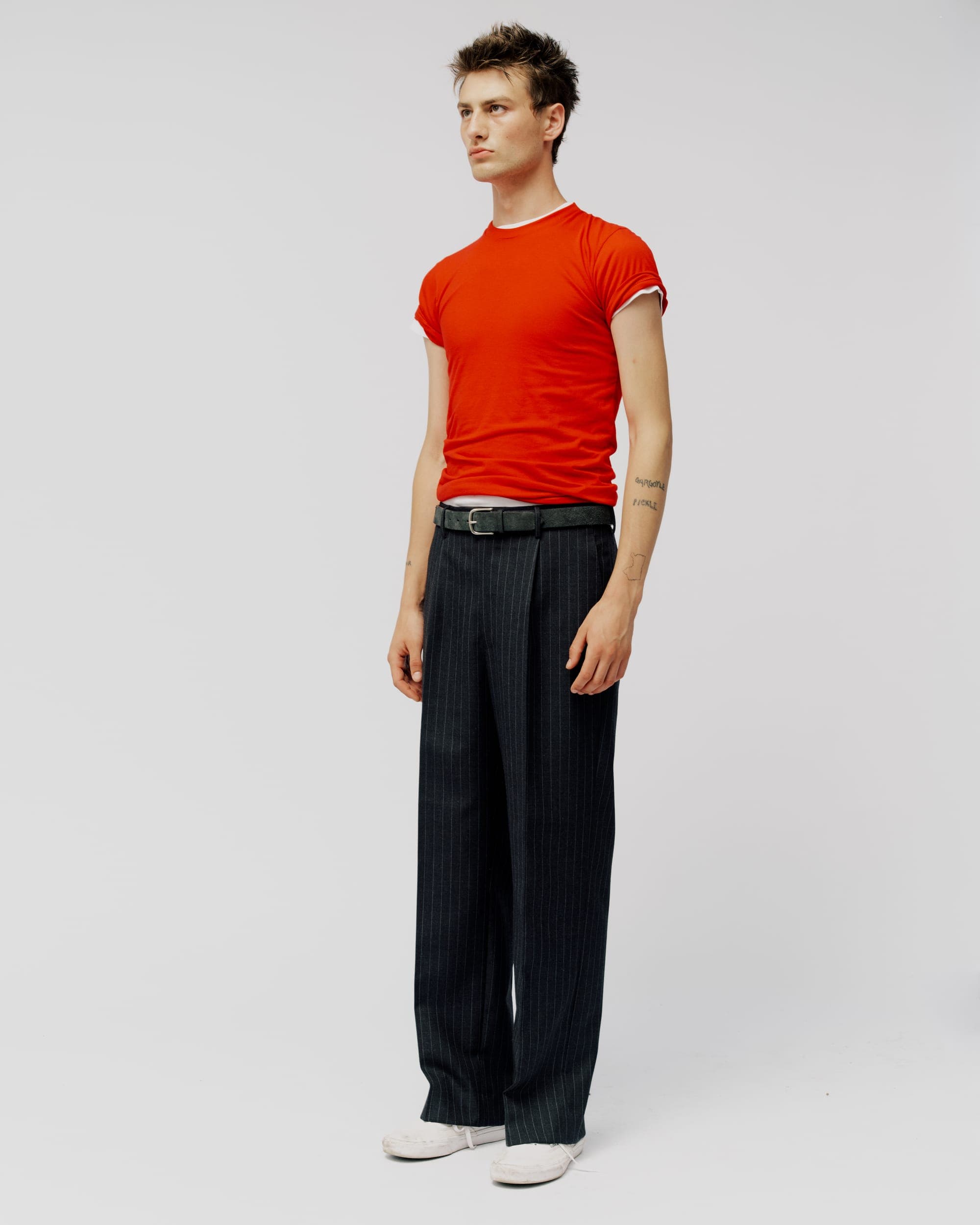 GREY MARLE PINSTRIPE TROUSERS